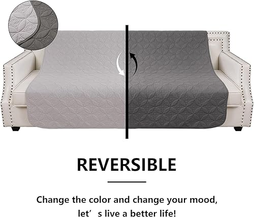 Miniatura 3 de Manta impermeable para perro, 52 x 82 pulgadas, fundas para sofá y cama, protector de muebles de perros, lavable y reversible, gris claro + gris