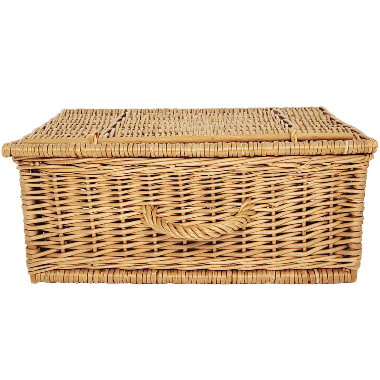 Set di 2 valigie in vimini stile retrò da 50 cm e 40 cm, cesto portaoggetti intrecciato, cestino da picnic per viaggi, campeggio, valigia