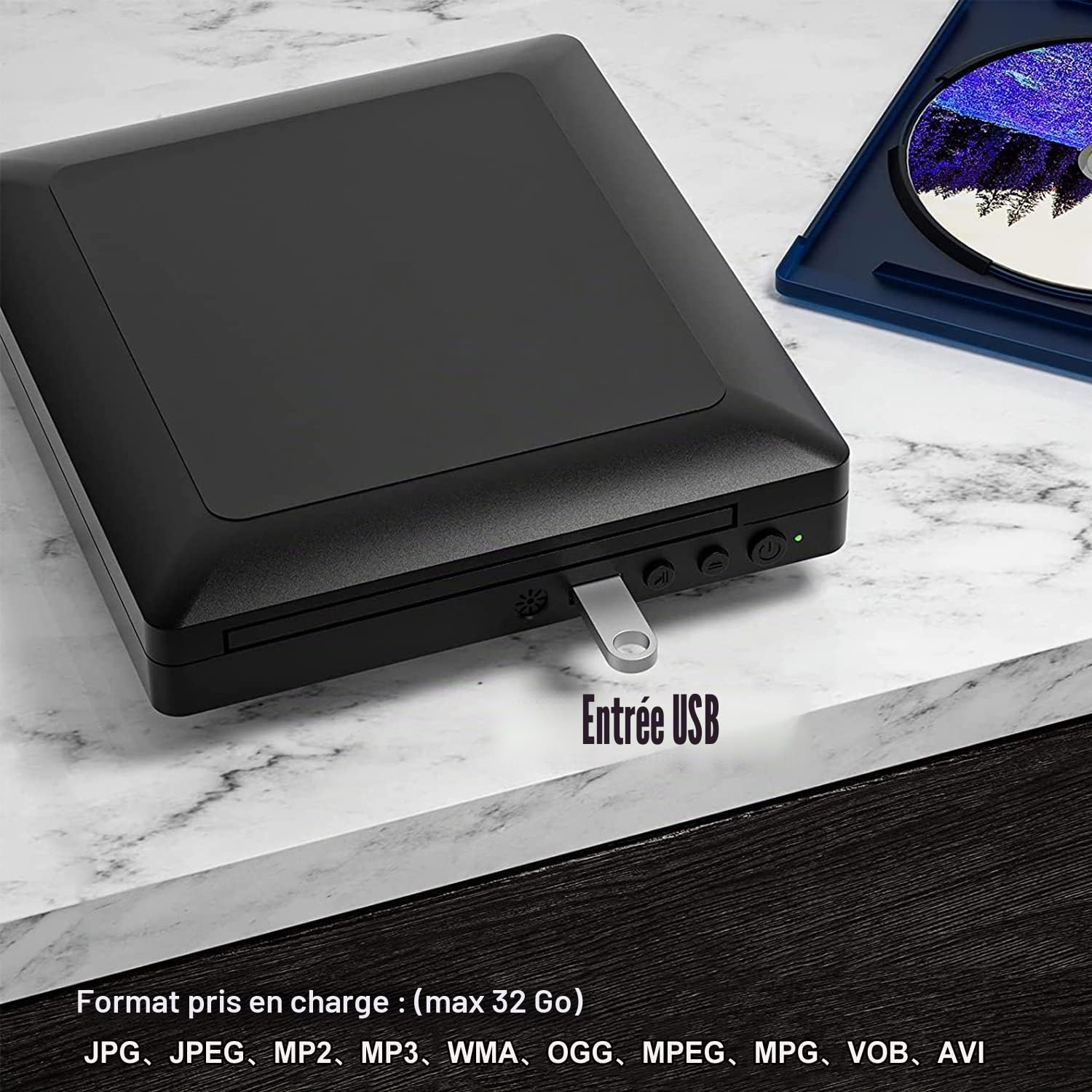 Ceihoit – Mini Lecteur DVD, Lecteur CD/Disque DVD pour TV avec Sortie HDMI/AV, câbles HDMI/AV Inclus, HD 1080P Pris en Charge avec système PAL/NTSC intégré