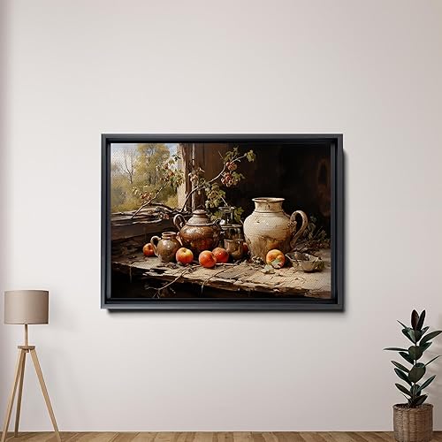 Miniatura 2 de Manzanas y una tetera de terracota, impresión de cocina campestre, naturaleza muerta de manzana, impresión vintage de manzana, impresión de