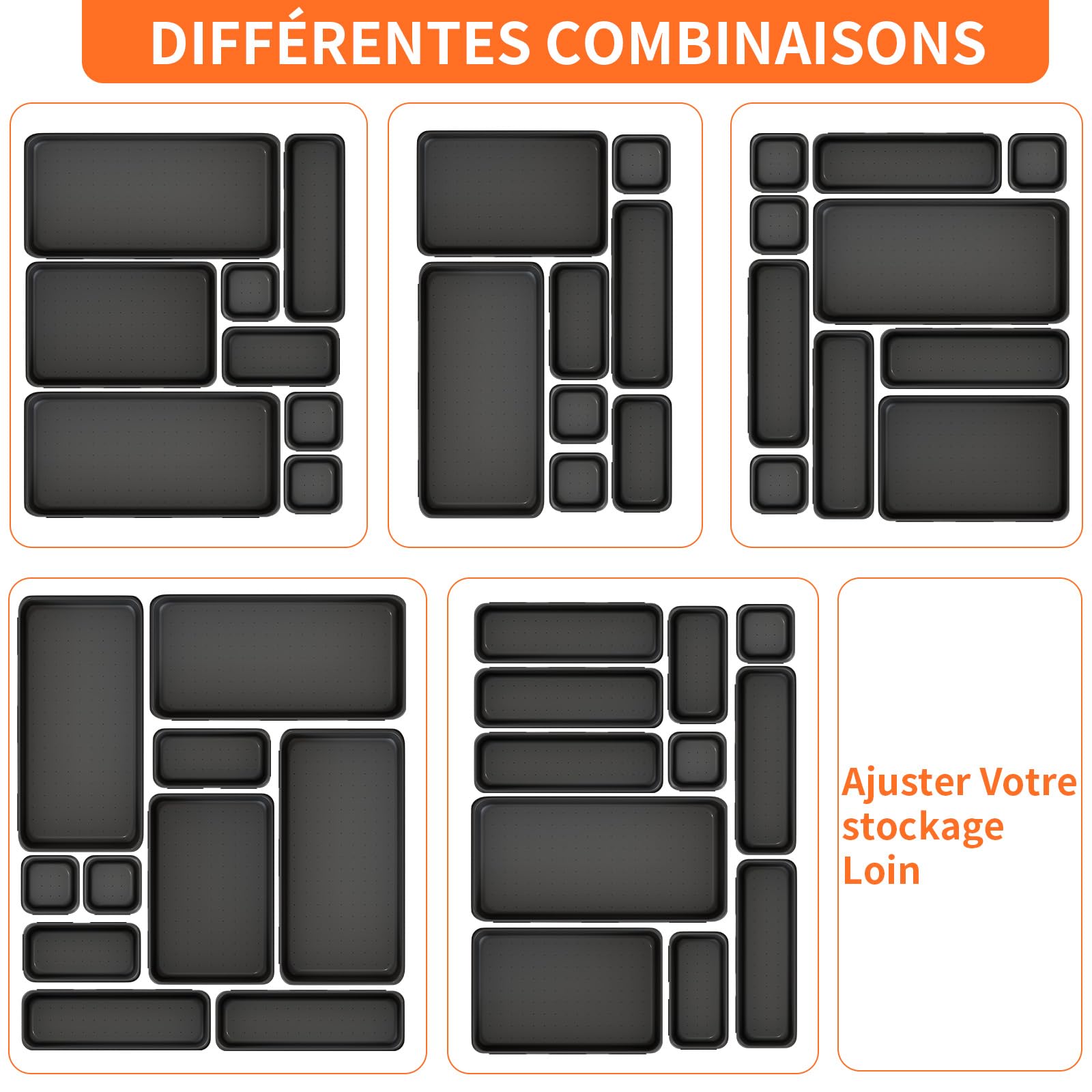 Lot de 20 boîtes caisse a outil organisateur tiroir, Grande Taille 30cm, 5 tailles, pour vis, outils, bricolage, servante d'atelier boite de caisse rangement, rangement et organisation de etabli