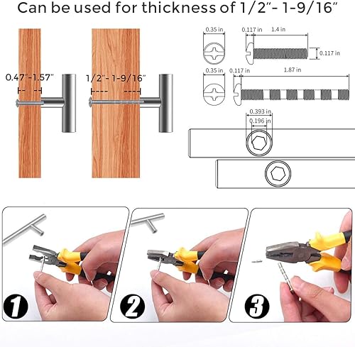 Miniatura 3 de Paquete de 10 tiradores de gabinete de 2 pulgadas de acero inoxidable de níquel cepillado para armario de cocina, manijas de gabinete de 2 pulgadas