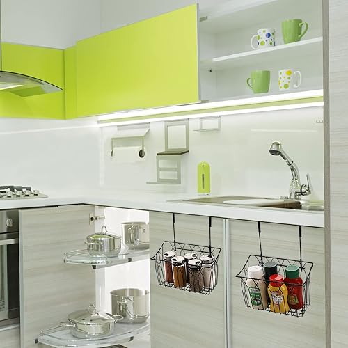 Miniatura 5 de TOPZEA Paquete de 2 cestas de almacenamiento de rejilla con ganchos, cesta de alambre colgante de metal para cocina, sobre la puerta del gabinete,