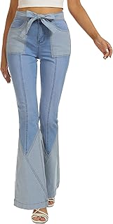 Sponsored Ad - LAMLUCK Women's High Waisted Bell Bottom Jeans Ripped Stretch Skinny Flare Jeans Distressed Wide Leg Bootcu...