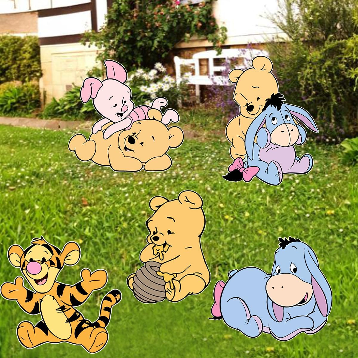 Yard Signs 5 PCS for Outdoor Ground Lawn Decoration Party Supplies Baby Shower Party Decoration Classical Yard Signs with Stakes