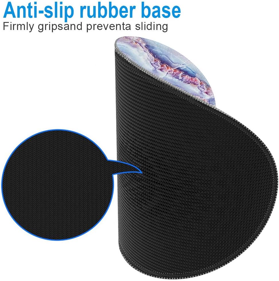 Marphe Mouse Pad Blue Marble Art Mousepad Stitch Edge Non-Slip Rubber Gaming Mouse Pad Round Mouse Pads for Computers Laptop