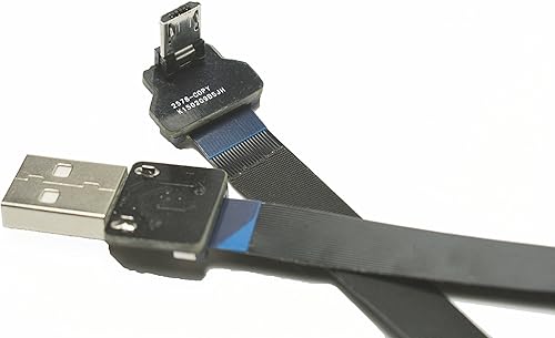 Lange weiche Mikro USB FFC Micro USB abgewinkelt FPV Flache schlanke dA nne Ribbon FPC Kabel Micro USB Grad abgewinkelt Stecker auf Standard USB Ein Stecker fA r Sync Schwarz  50CM 