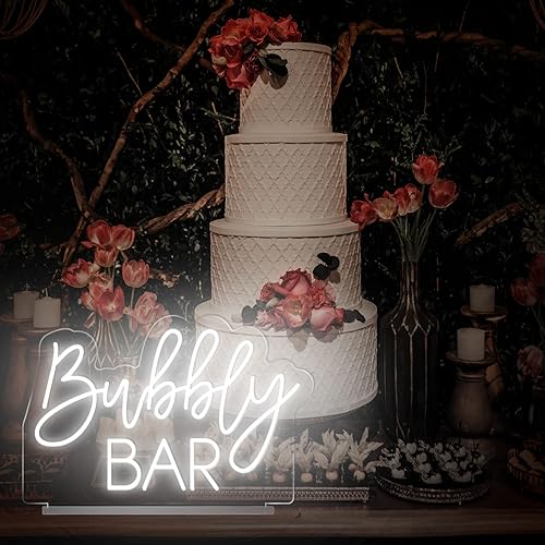 Miniatura 9 de Bubbly Bar - Letrero de neón hecho a mano, barra burbujeante blanca con soporte para boda, compromiso, evento, fiesta, baby shower, hogar, champán,