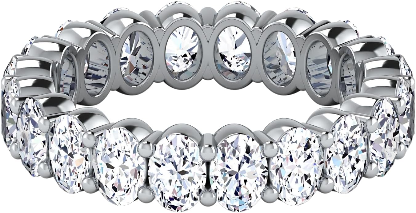 3.26 CTW Oval Cut Diamond Eternity Ring for Women in 14K White Gold/Yellow Gold | E-F Color, VS Clarity | Wedding, Anniversary, Luxury Fine Jewelry Gift | Lab-Grown Diamonds | Ring Size 6.5 - Image 2