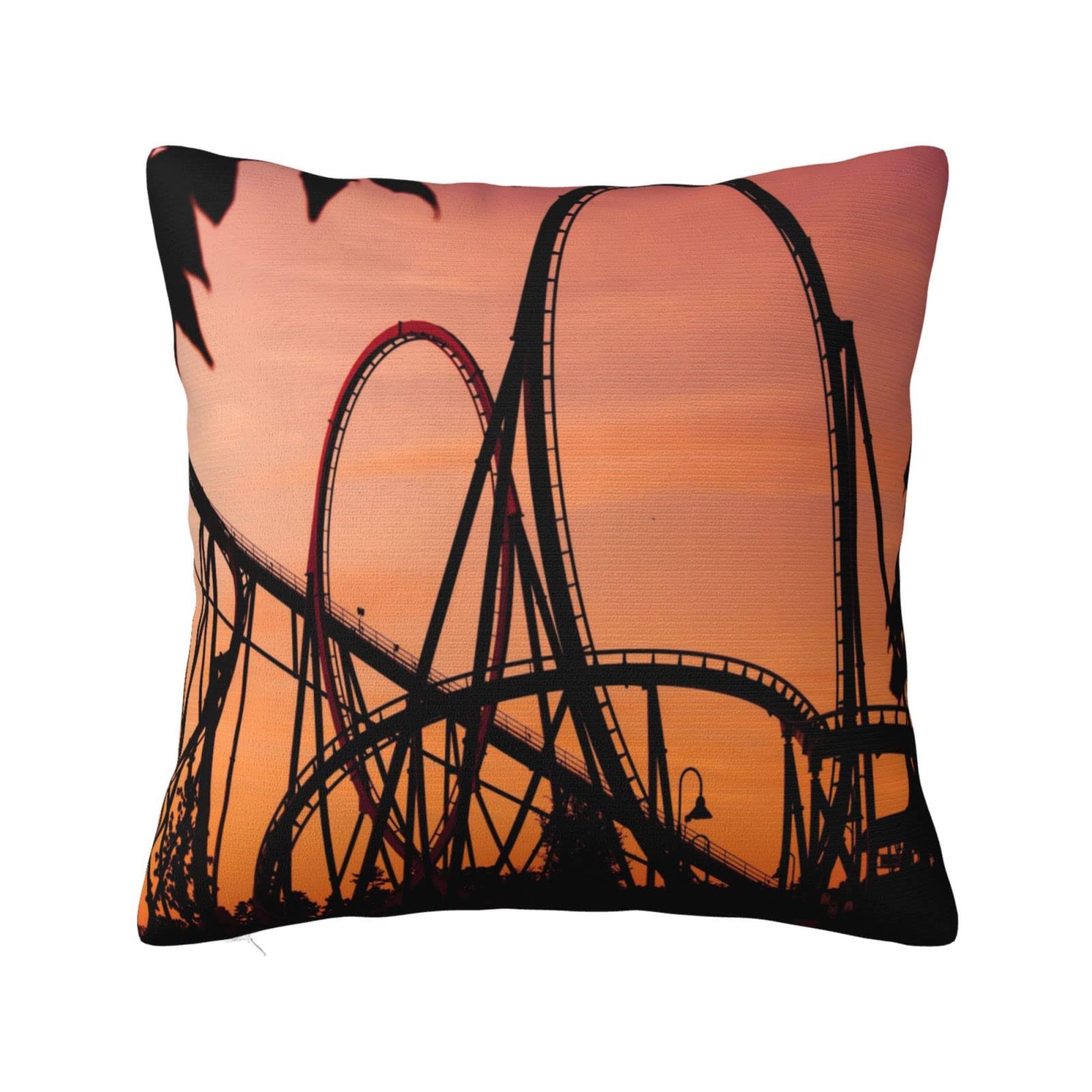Soft Pillowcase Roller Coaster Reversible Cushion Cover Hidden Zipper Throw Cover for Garden Bed Sofa Decor 45x45cm