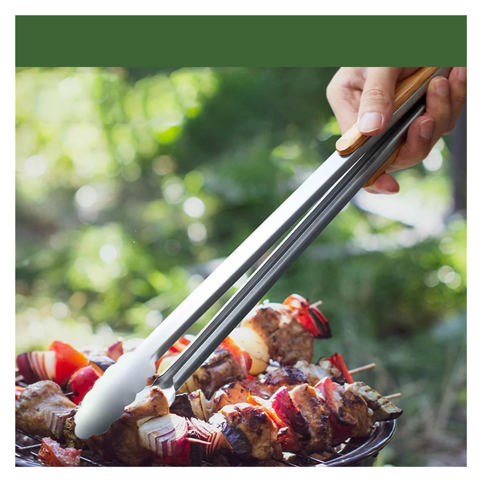 Pinze da cucina in acciaio inossidabile 7-16 pollici con manico in legno - for cucinare, grigliare e barbecue(39.5cm)