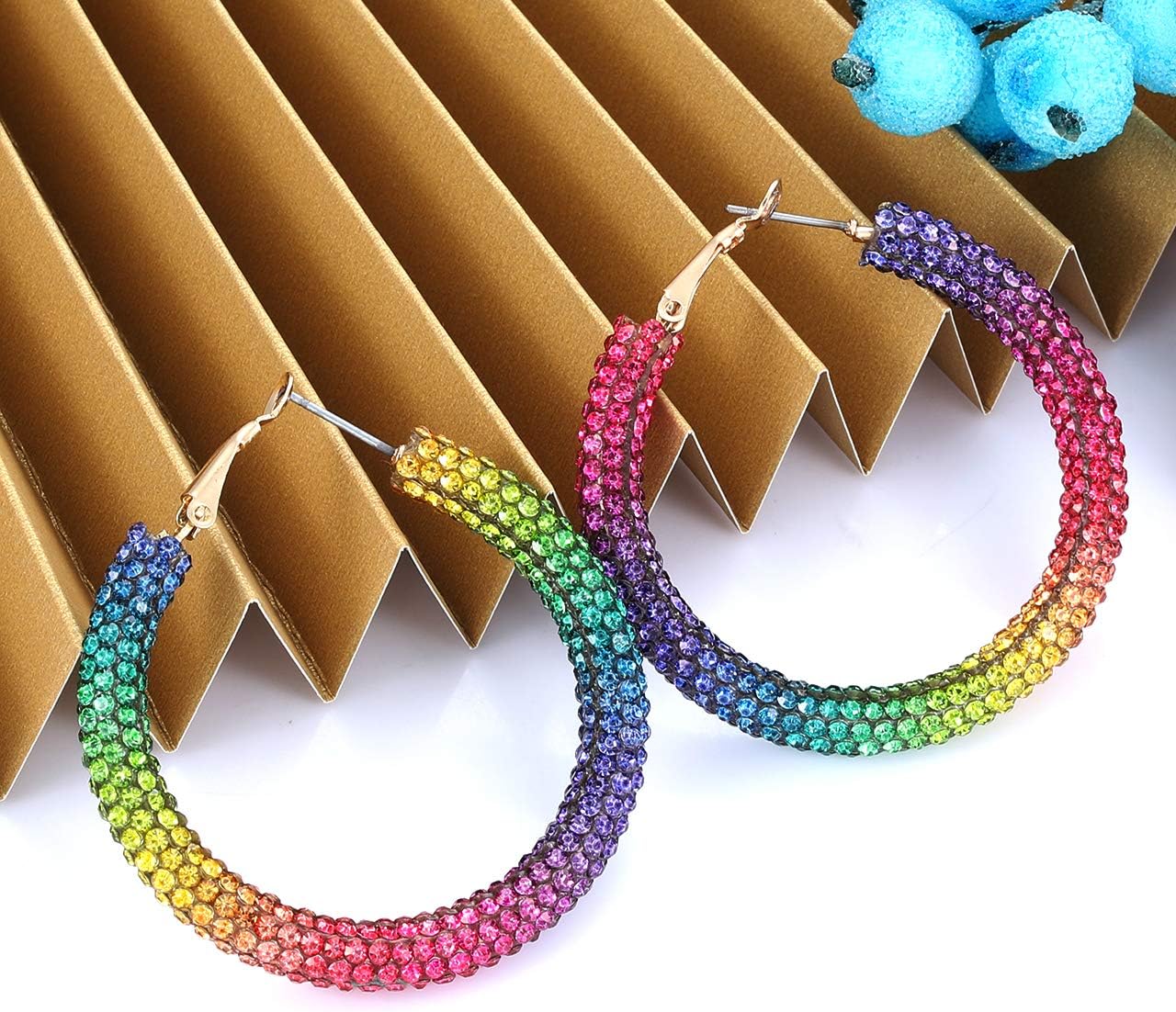 Bohemian Rainbow Leopard Hoop Earrings