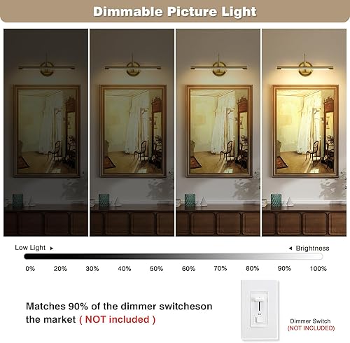 Miniatura 6 de Moderna luz LED con cable, 16.5 pulgadas regulable galería arte luz con cabezal de lámpara giratorio de 270, aplique de pared de latón para