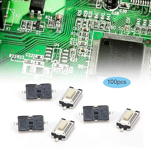 Miniatura 3 de Interruptor de botón táctil momentáneo, 100 interruptores de botón táctil de 0.118 x 0.236 x 0.098 in de alta sensibilidad de respuesta rápida Micro
