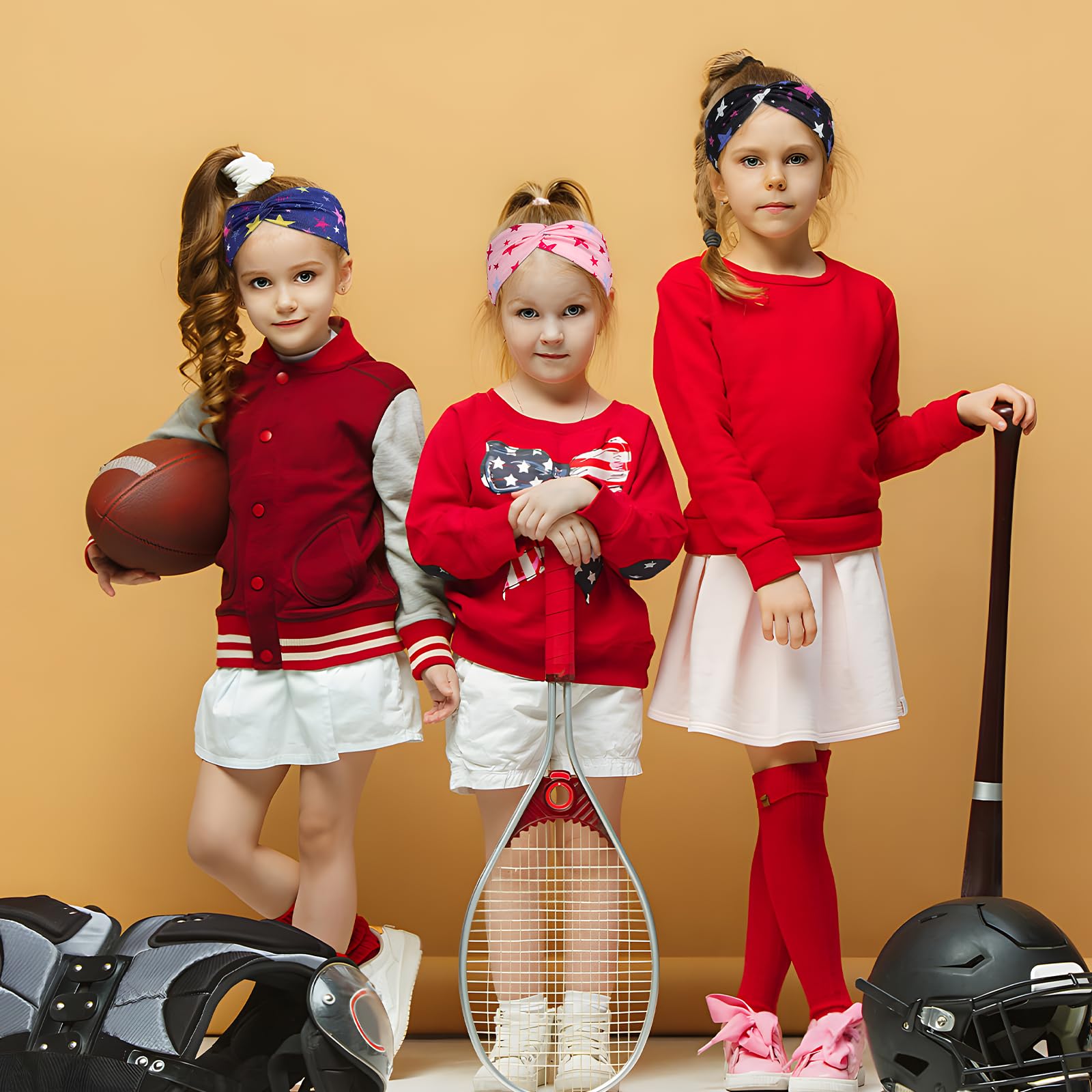 3 Fasce Per Capelli Bambina Con Cavallo - Elastiche Morbide 5-15 Anni, Multicolore