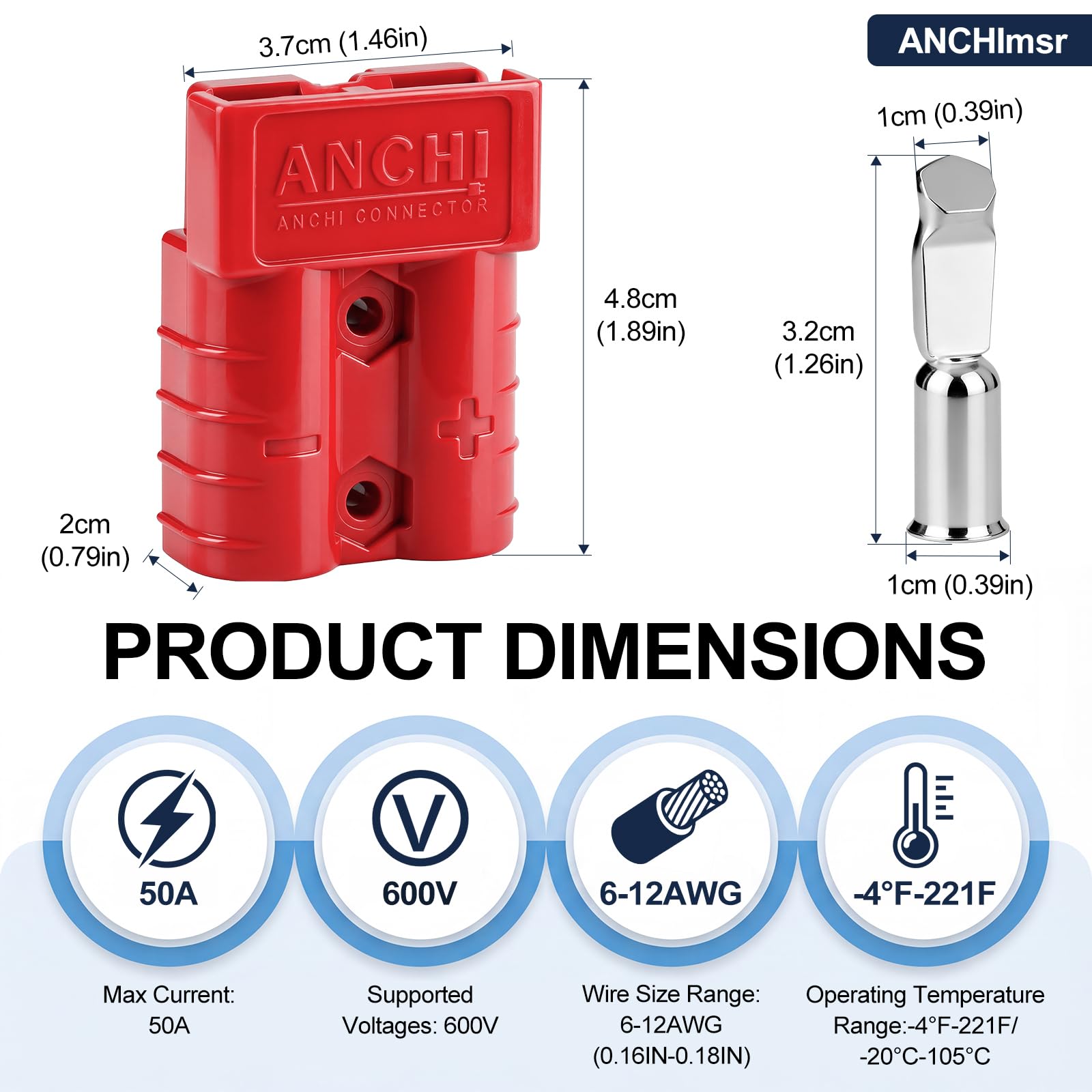 Connettore di alimentazione a 2 vie Connessione rapida Scollega Connettore del cavo della batteria da 600 V 50 A (alloggiamento rosso, 6/8/10/12AWG Connettore di alimentazione a 2 vie Connessione rapida Scollega Connettore del cavo della batteria da 600 V 50 A (alloggiamento rosso, 6/8/10/12AWG