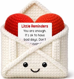 Boss Day Christmas Stocking Stuffers for College Her Him, Handmade Crochet Heart Envelope Gift, Thinking of You Mental Health Encouragement Anxiety Relief Sympathy Care Package for Coworker