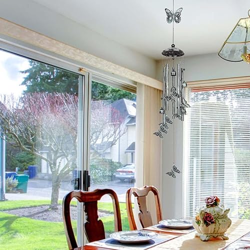 Miniatura 7 de Campanillas de viento para espacio exterior de 36 pulgadas, mariposas, tubo de aluminio, carillón de viento con gancho en S, regalos conmemorativos,