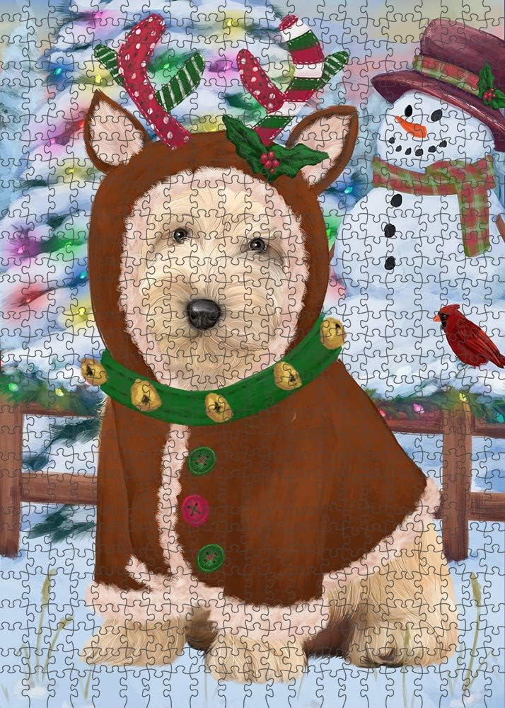 Christmas Gingerbread Reindeer Cockapoo Dog Jigsaw Puzzle for Adults - Animal Printed Interlocking Puzzle Game Artwork - Gift for Dog Lover's - 1000 Pcs 29.5"x19.7"