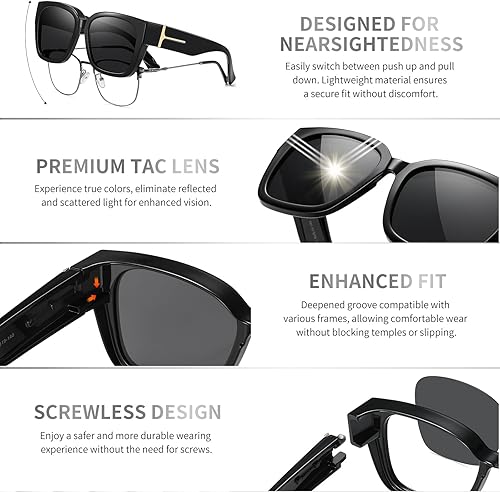 Miniatura 4 de GEGURI Lentes de sol polarizados para mujeres y hombres, lentes de sol cuadrados de moda envolventes con protección UV400 para conducir