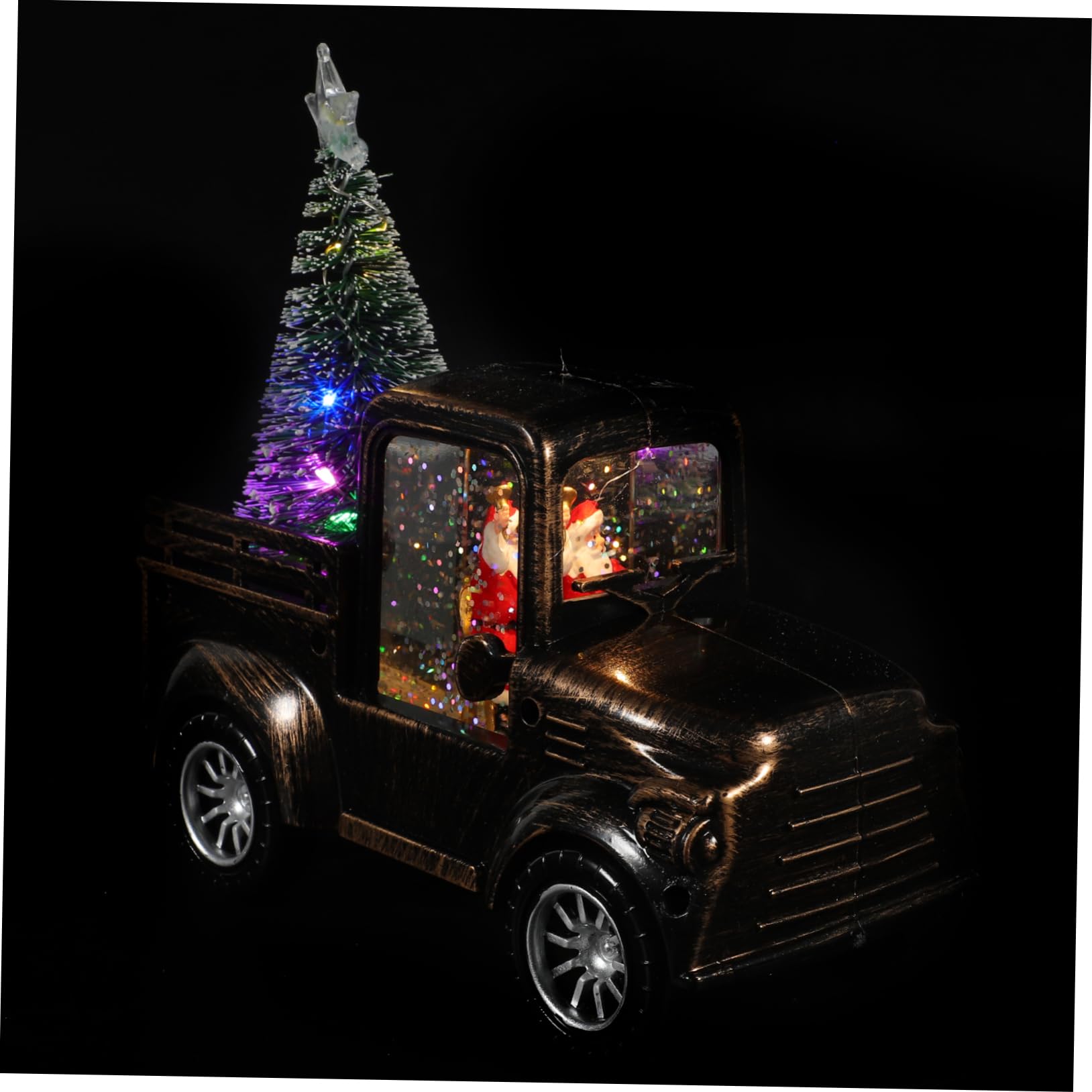 KOMBIUDA Statuina Di Natale Mini Babbo Natale Trattore E Albero Luce A Batteria Artigianato Natalizio Decorazione Da Tavolo