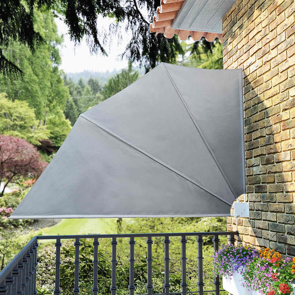Ventaglio pieghevole per balcone grigio, 160 x 240 cm, protezione solare per terrazze, balcone, acciaio verniciato a polvere, poliestere, protezione antivento e ombreggiatura, robusta tenda da