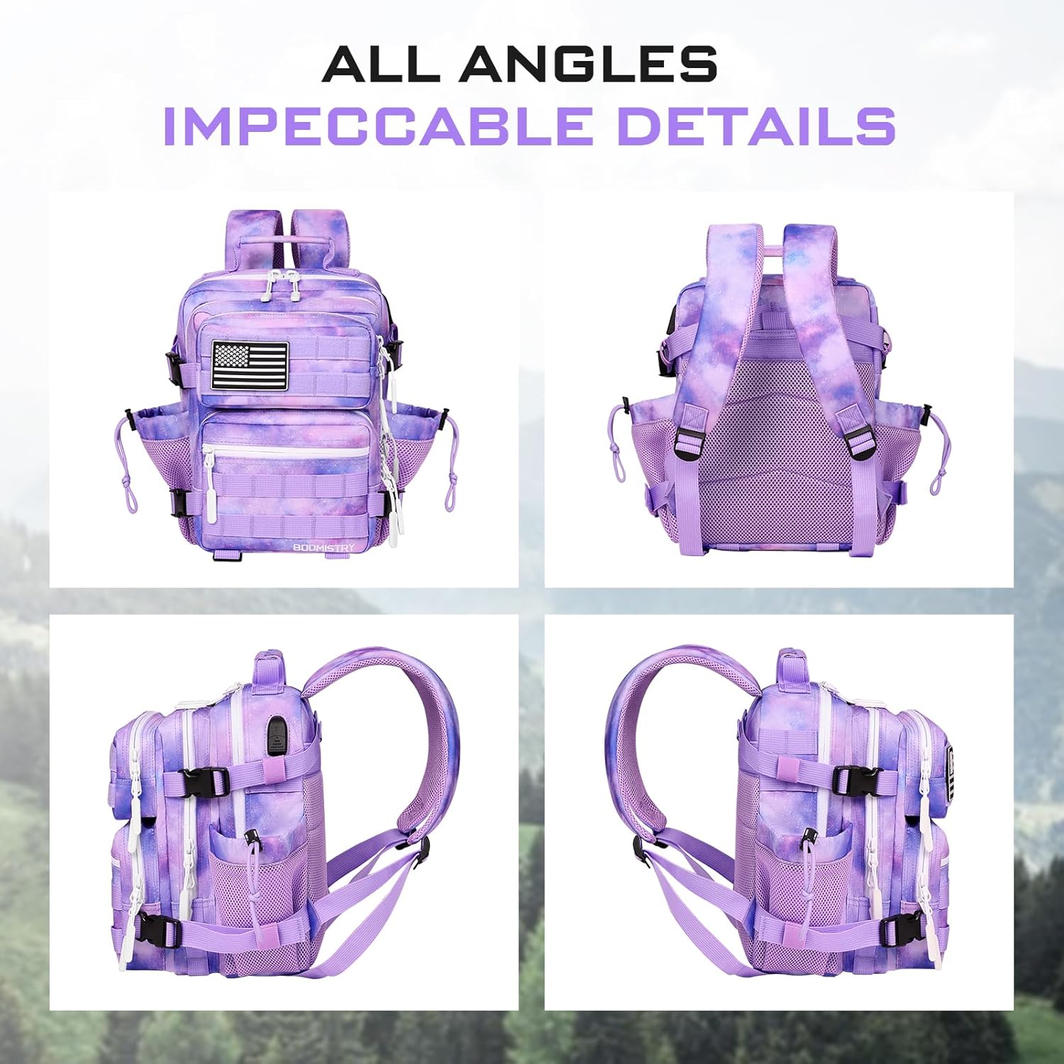 15L Mini Tactical Backpack Small Tactical Backpack for Women, Military Backpack for Gym, Hiking, Daily (Purple Nebula-15L) - Image 5