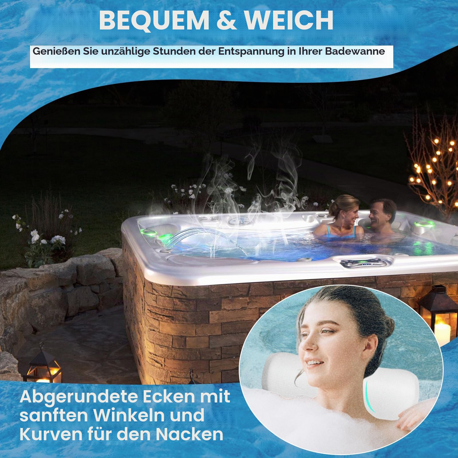 3er Pack 1411501 77228 Spa Nackenkissen für Hot Spring Highlife Serie ab 2014, 35,6 cm L x 14,9 cm B, kühles Grau, Whirlpool-Kopfstützenkissen für Watkins, fünf Jahre kostenloser Ersatz