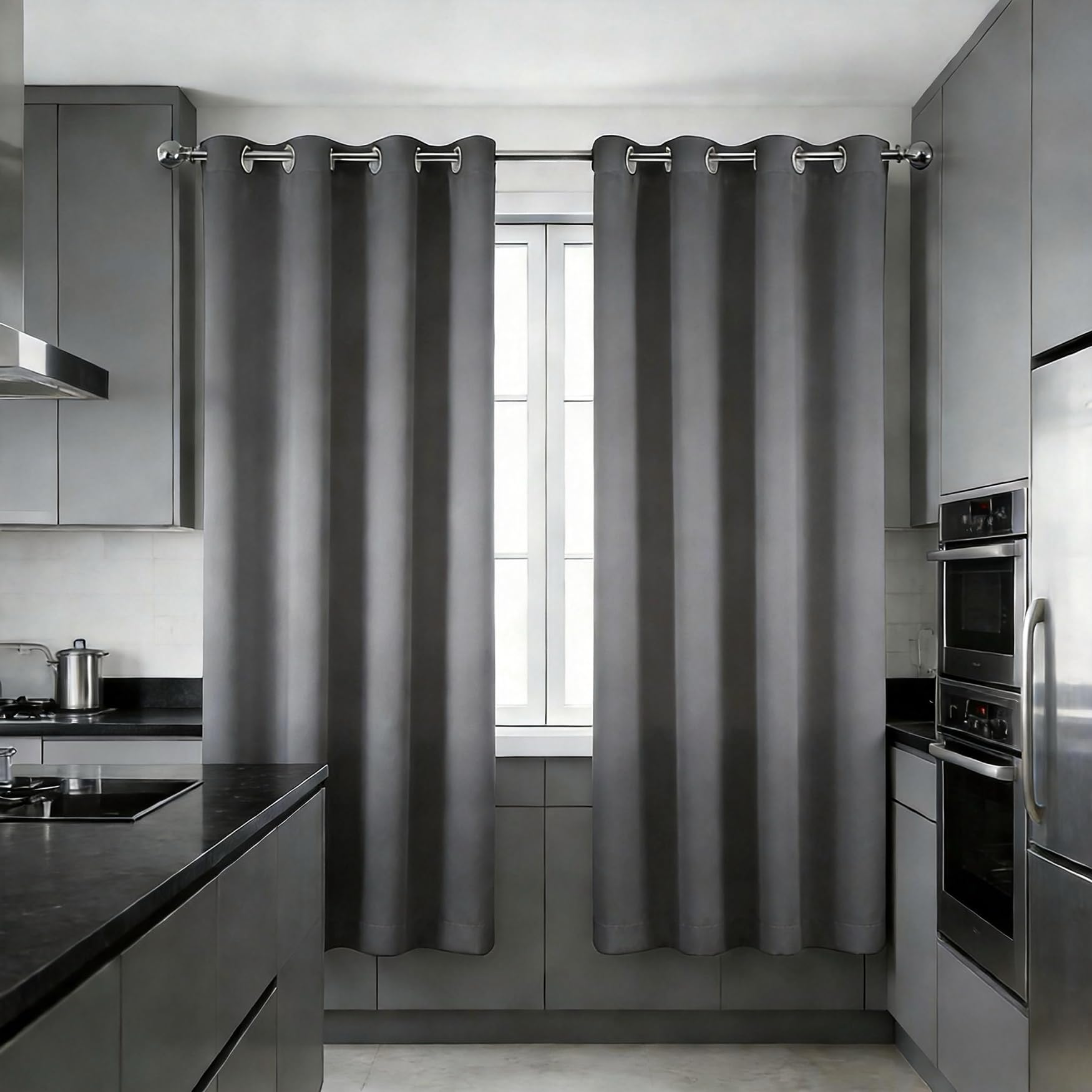 Rideaux isolation thermique et phonique gris contre le bruit et le froid