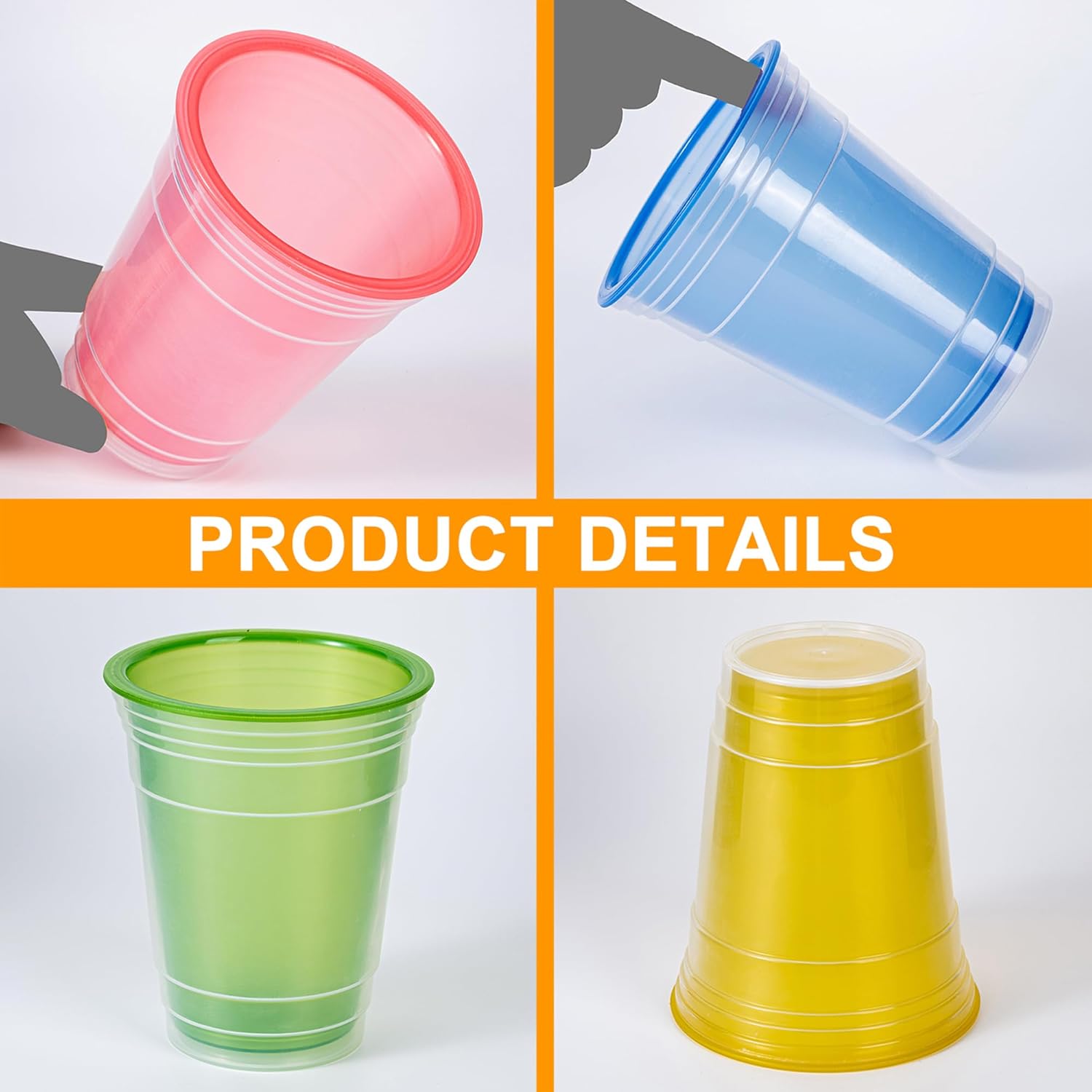 KX-WARE 18 Ounce Double Walled Colorful Tabletop Insulated Plastic Tumbler Cup Keeps Drinks Cold and Hot, set of 8 Multicolor - Image 3