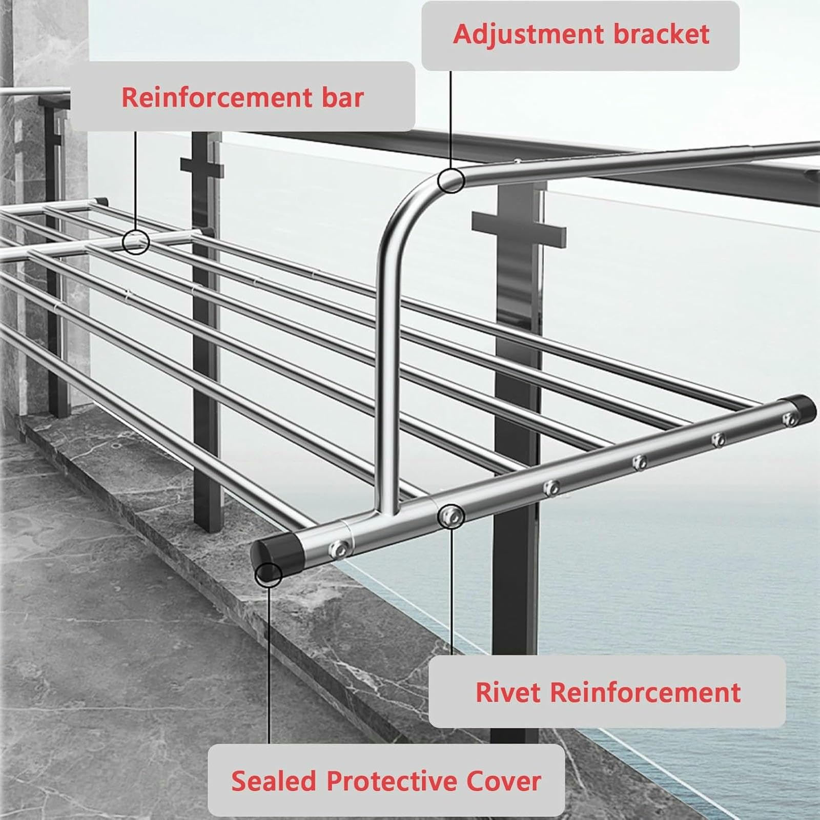 Stendibiancheria per termosifone, stendibiancheria retrattile per balcone e finestra, stendibiancheria con bracci regolabili, per appendere vestiti, asciugamani, biancheria intima, scarpe e calzini (7