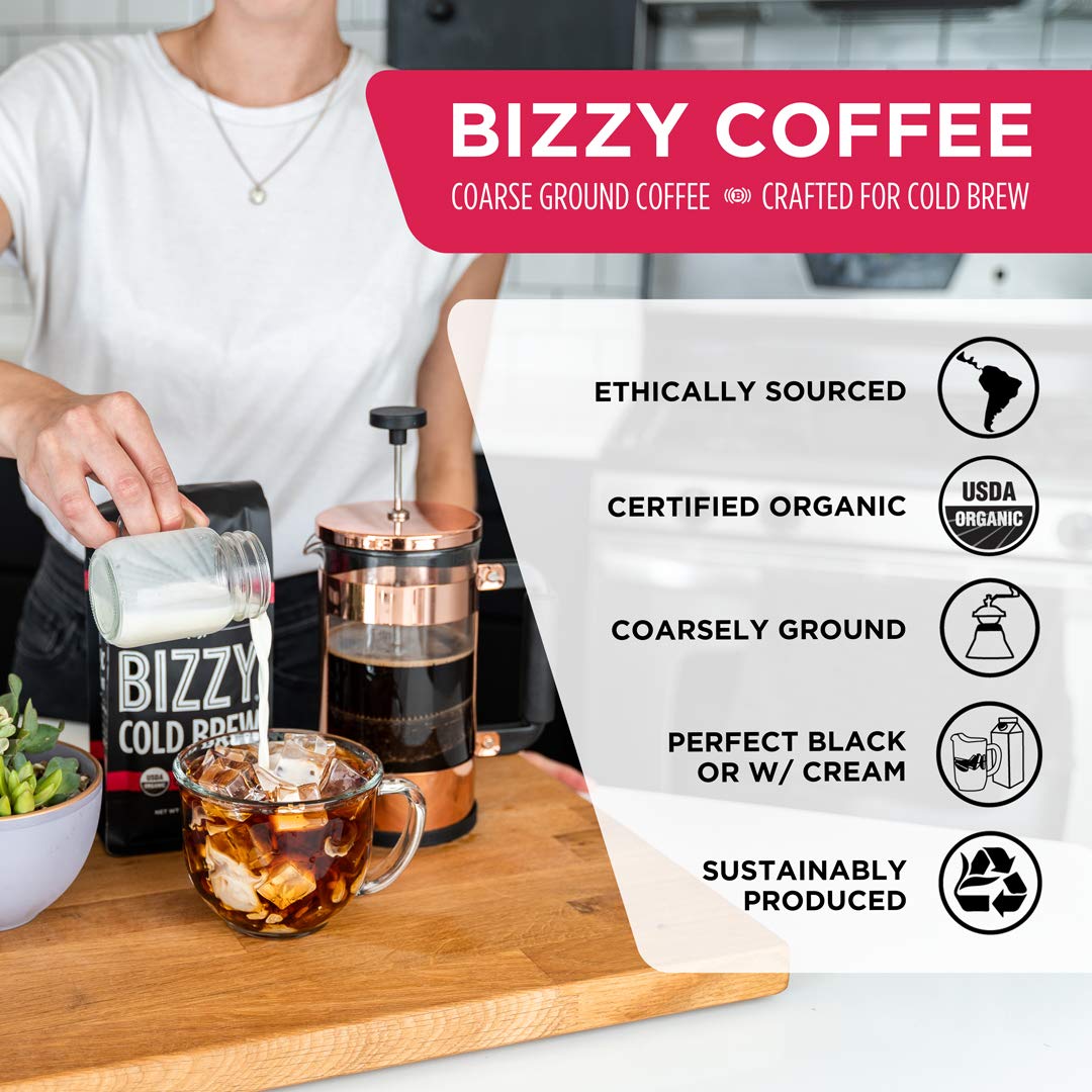 Bizzy Organic Cold Brew Coffee Smooth & Sweet Blend Coarse Ground