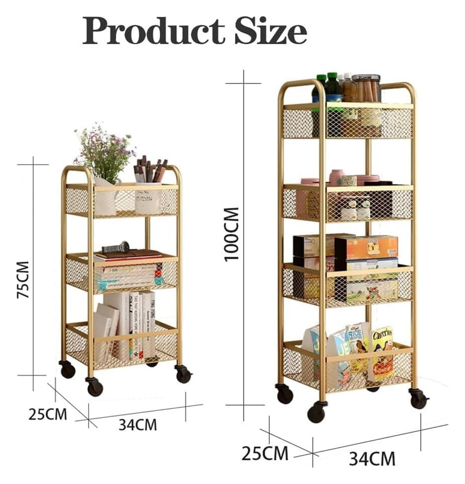 Carrito utilitario rodante de 4 niveles, carrito organizador de baño deslizante, carrito de almacenamiento multiusos para cocina, estantería blanca para uso doméstico y oficina