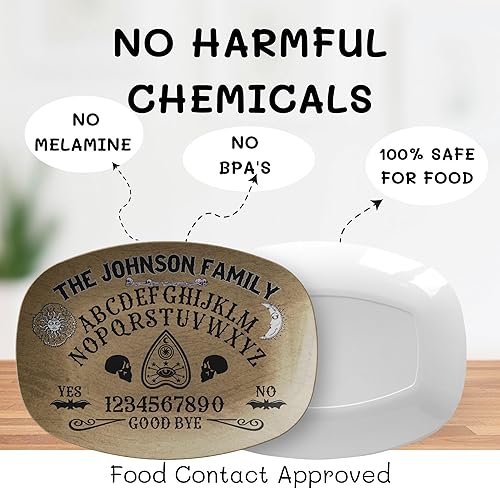 Miniatura 5 de Ouija Board Spirit Board Planchette Personalized Platter, Sun Moon Skull Bats Evil Eye Halloween Platter For Serving Food, Halloween Party Platter