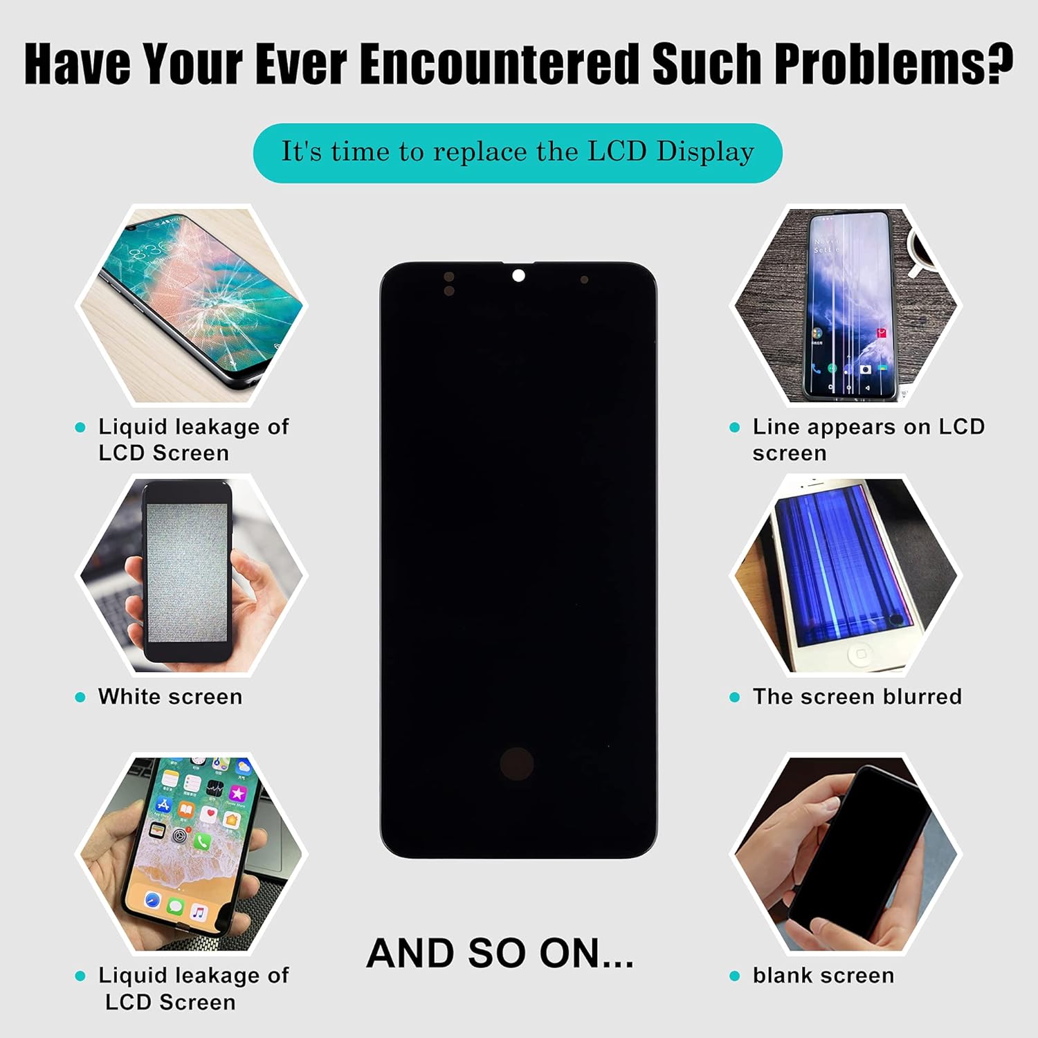 Replacement Compatible with Samsung Galaxy A50 & A50S (Black Without Frame) LCD Display Touch Screen Digitizer Assembly with Repair Tools