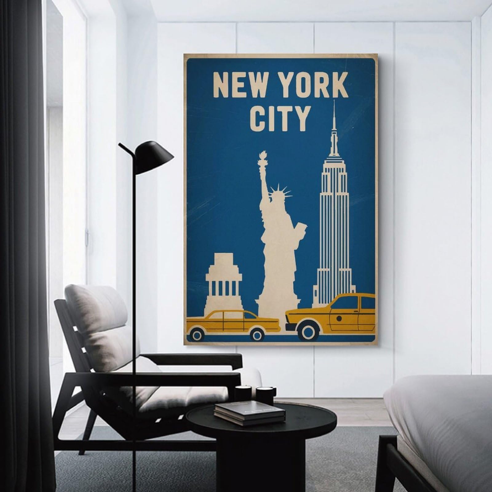 Junmoney Unframe-New York City Vintage Canvas Wall Decor New York City Vintage, 08X12inch(20X30cm), For Flats, Guest Rooms Or Compact Rooms, Wall Decor With Flexible Room Appeal