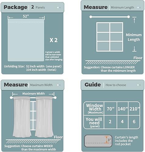 Miniatura 6 de BGment - 2cortinas 100% opacas, con aislamiento térmico, forro negro, de doble capa, oscurecedoras, reductoras de ruido y con bolsillo para
