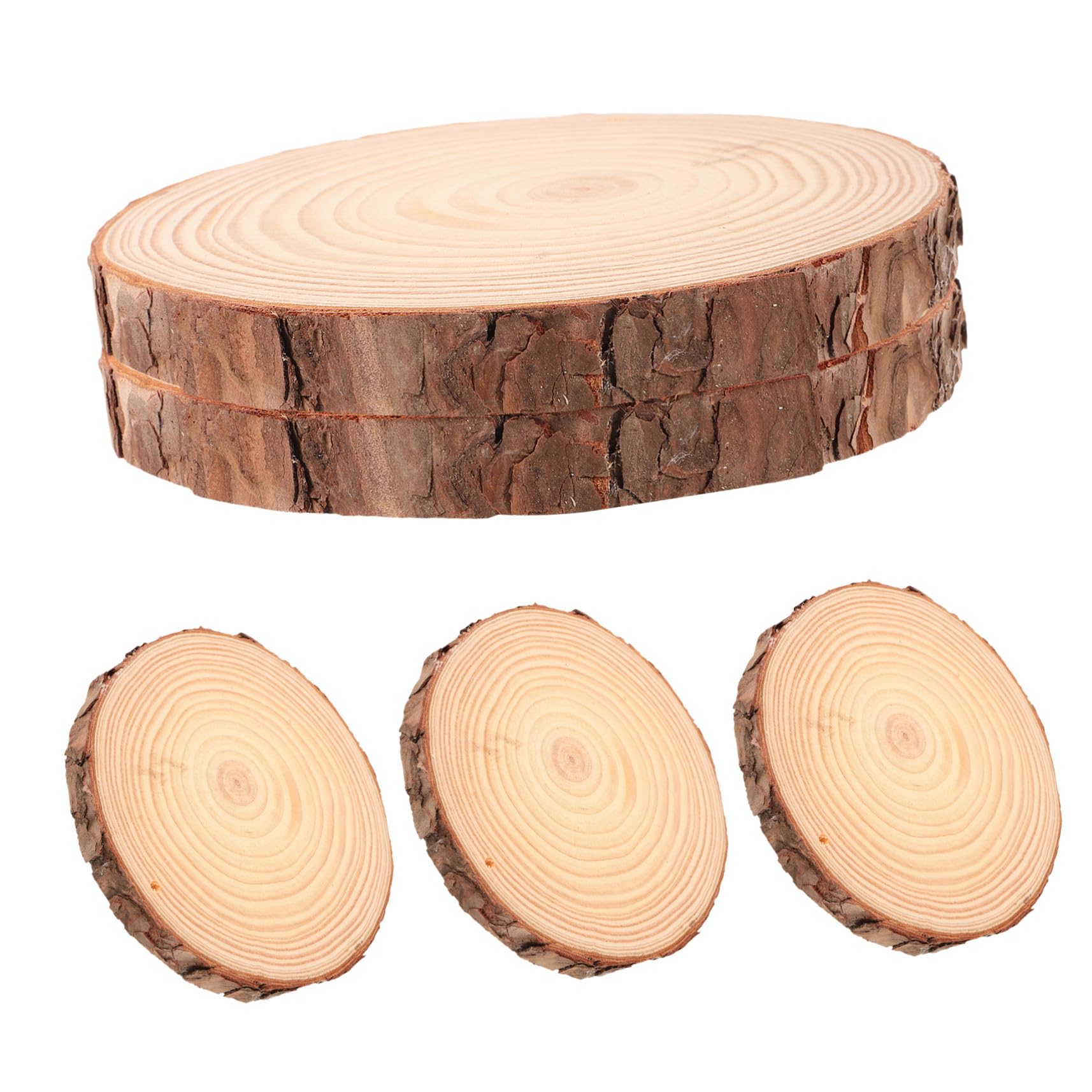 5 Stück Rustikale Holzscheiben Unbehandelte Baumscheiben mit Natürlicher Rinde für DIY Basteln Hochzeit Dekoration und Kreative Holzplättchen Gestaltung
