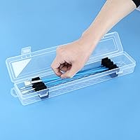 Vista 7 de Estuche de plástico para pinceles de pintura larga para artista, contenedor de pinceles de acuarela de arte en miniatura de viaje duro sin pinceles