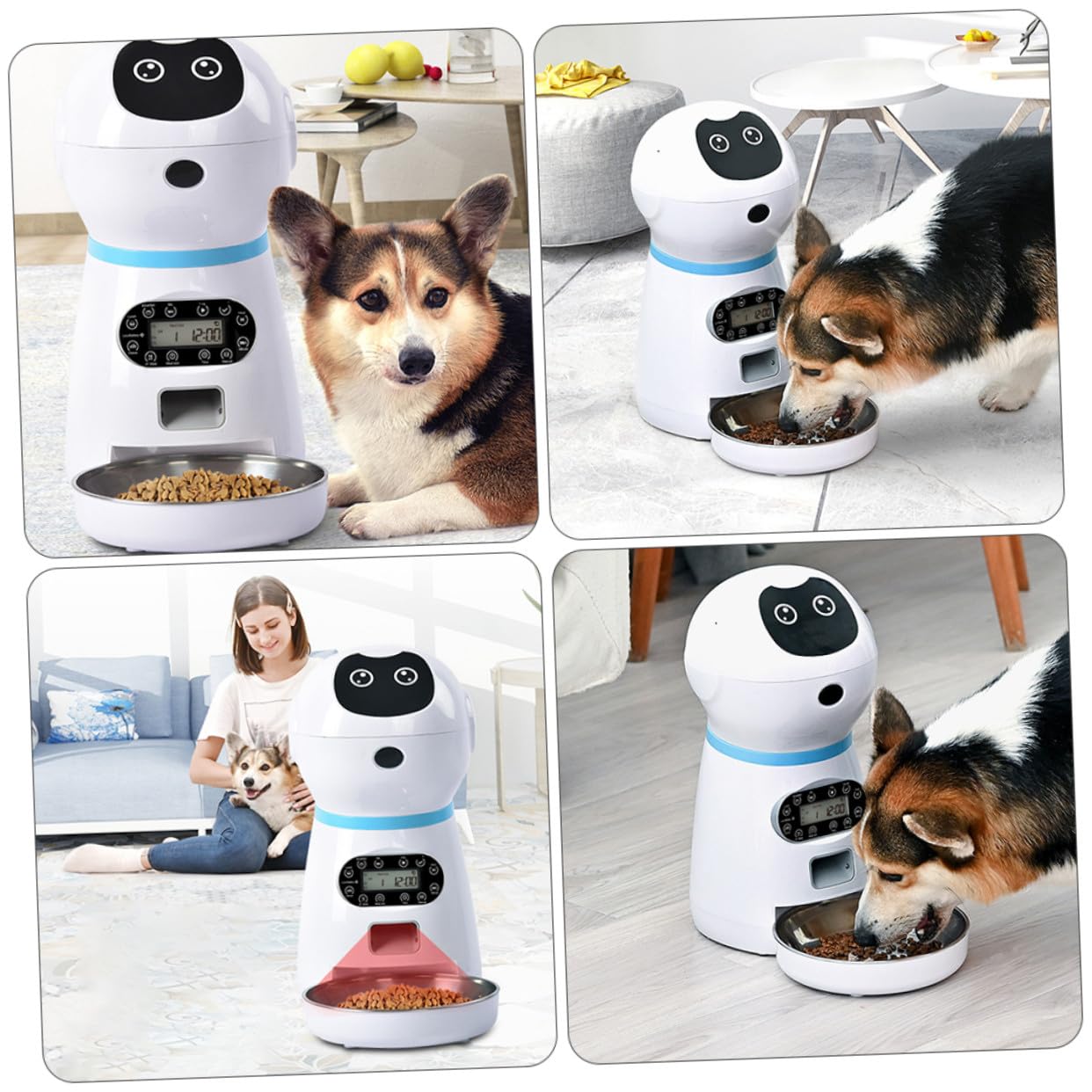 TOYANDONA Alimentador Automático Material ABS y Acero Inoxidable para Mascotas con Temporizador Digital Programable Capacidad 3.5l Adecuado para Uso Doméstico Personal