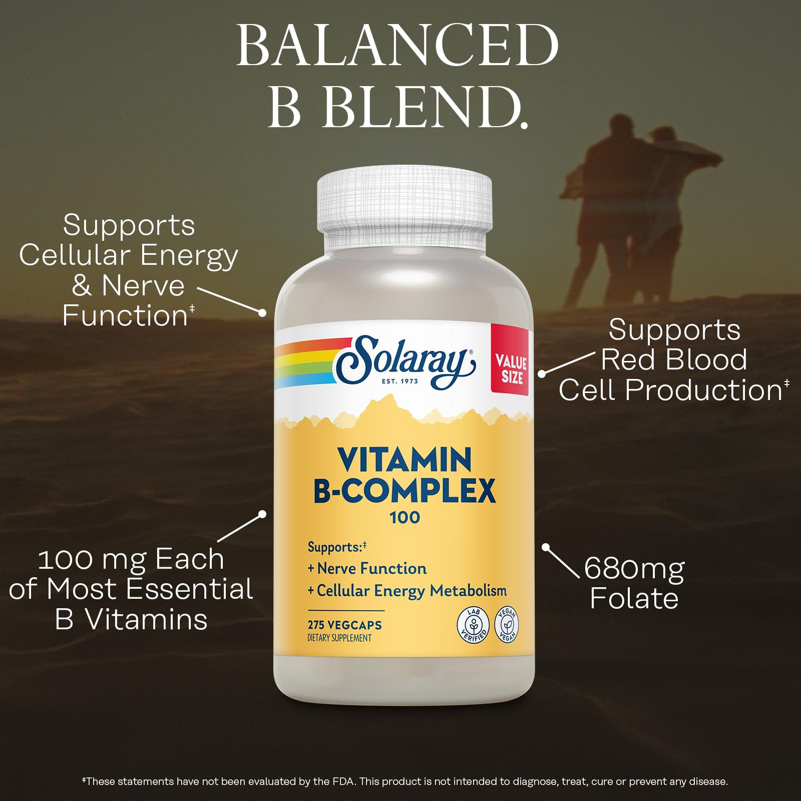 SOLARAY Vitamin B Complex 100 mg, 275 VegCaps — Amazon image 3