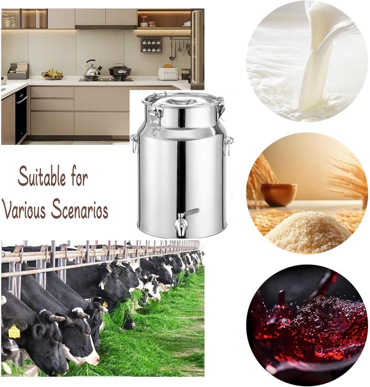 Contenedor de transporte de bebidas y aceite de acero inoxidable con grifo, solución de almacenamiento de líquidos duradera para el hogar, cocina y uso al aire libre
