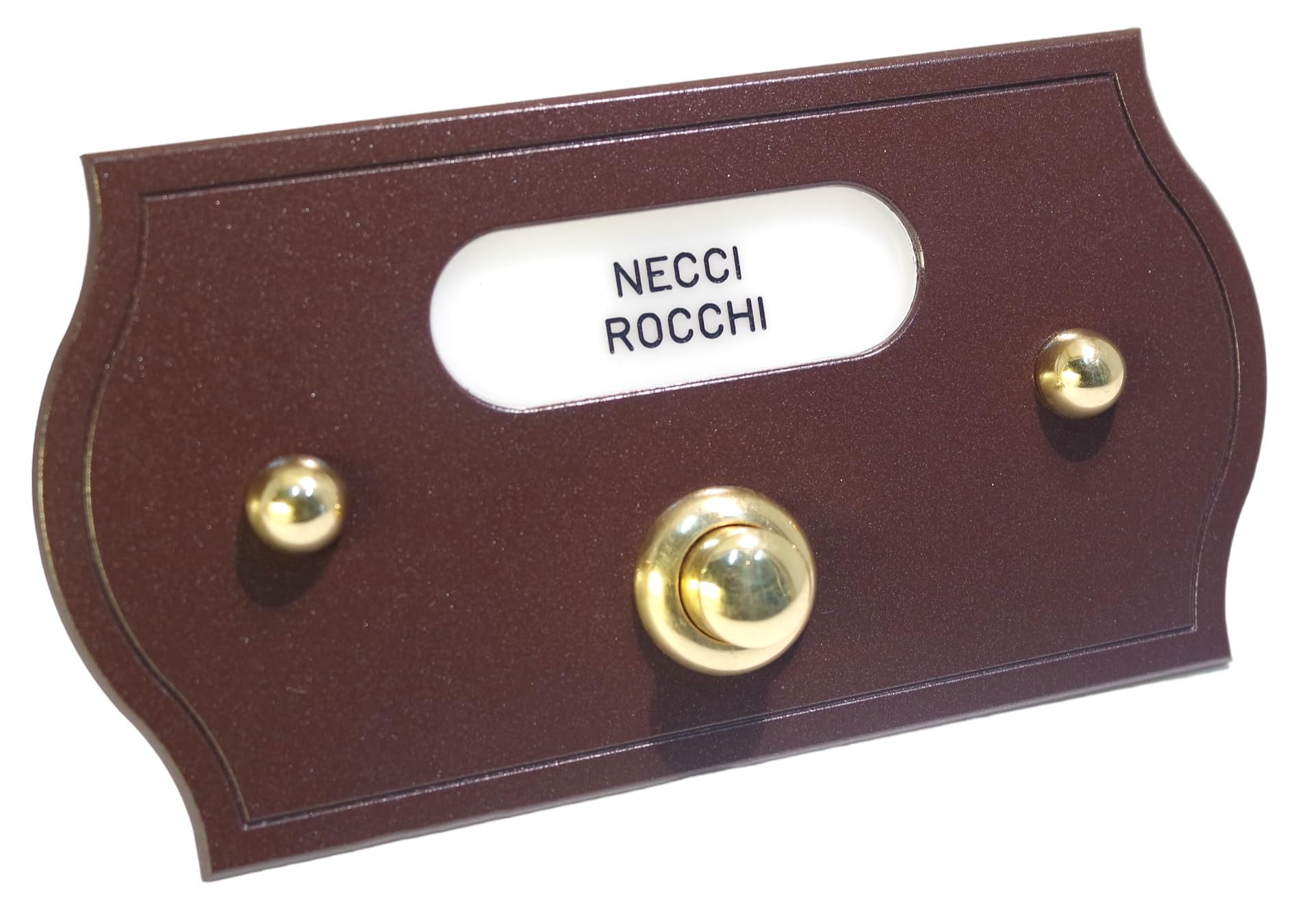 Neroni Mameli Campanello in Ottone Verniciato Marrone Bistro per Esterno abitazione - Porta Ingresso Casa, con Pulsante Elettrico - Modello Aurelio - Made in Italy