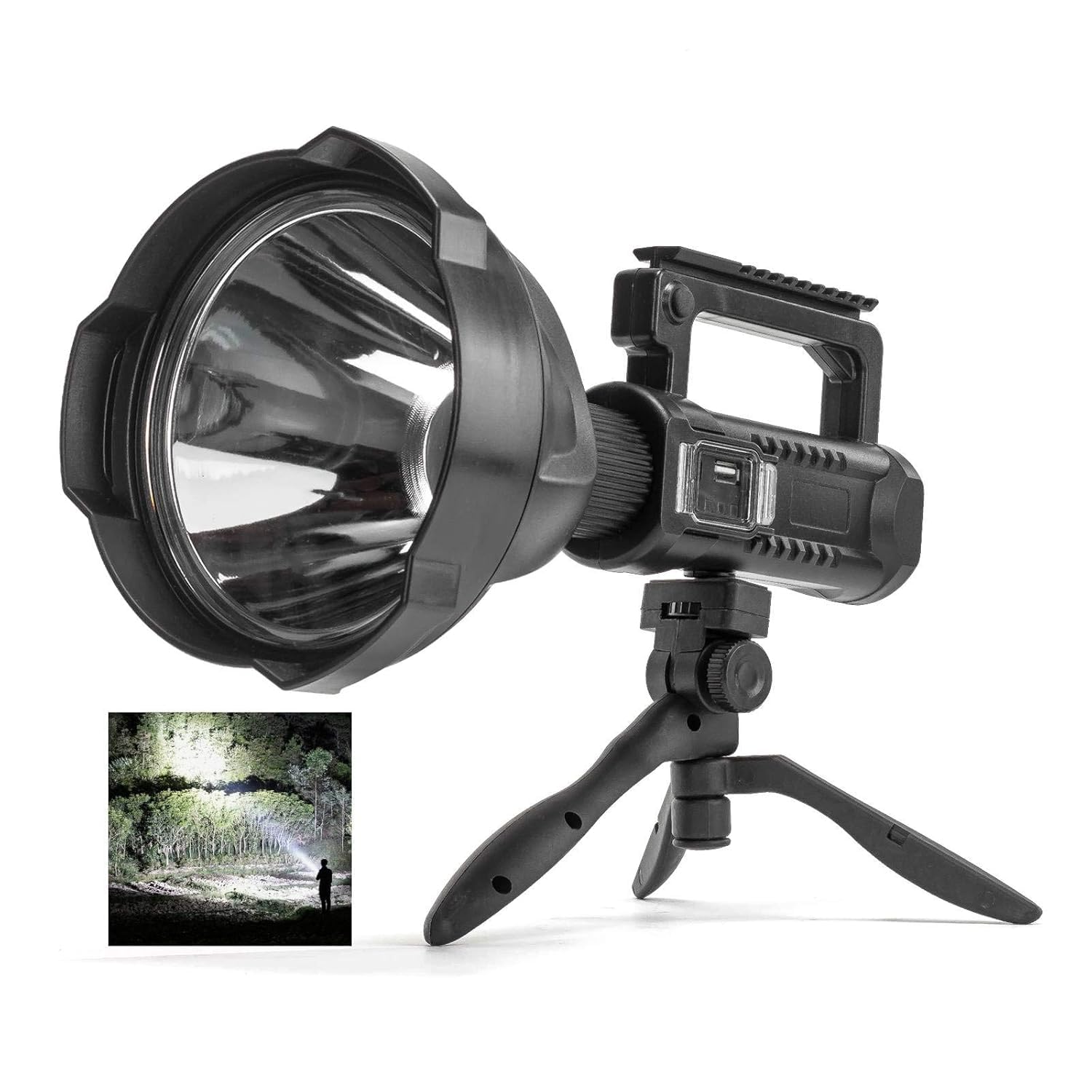 Drumstone 10 𝒀𝒆𝒂𝒓𝒔 𝑾𝒂𝒓𝒓𝒂𝒏𝒕𝒚 200000 Lumens Rechargeable LED Spotlight – Ultra-Bright Handheld Searchlight with 8000mAh Battery | Long-Range Beam, Waterproof Portable Flashlight for Camping-image-23