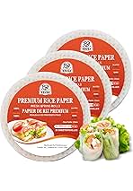 52USA Rice Paper, 3 Pack, Rice Paper Wrappers, Fresh Spring Roll Wrappers & Dumplings-102 Sheets, Gluten-Free Wonton Wrappers, Vegan, Low Carb, Vietnamese Rice Wraps (Round, 22cm)