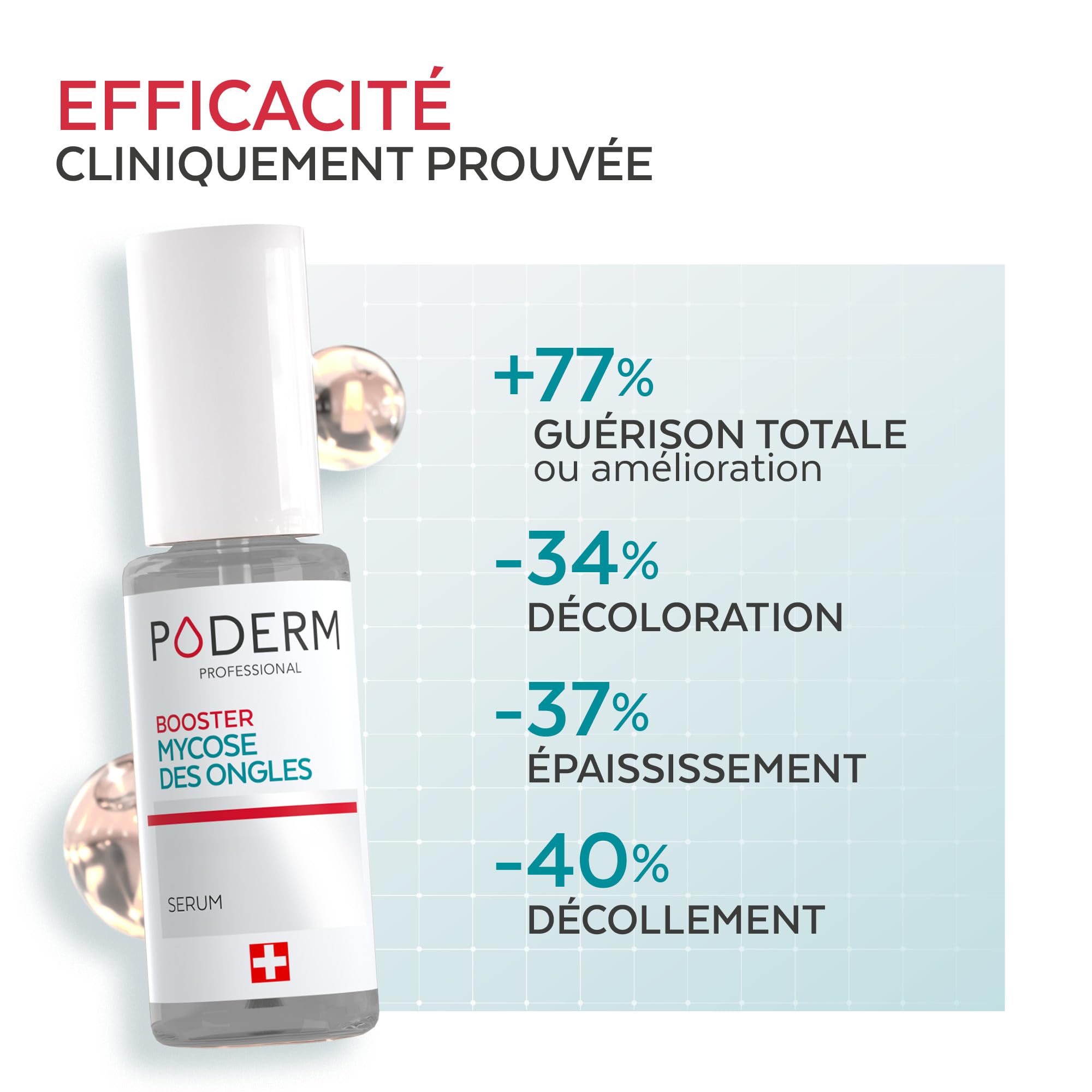 PODERM Mycose Ongles Booster + Vernis à Ongles Rouge Rose | Accélère la guérison des mycoses | Renforce, Répare et camoufle les ongles jaunes et abîmés | Créé par un podologue – Swiss Made