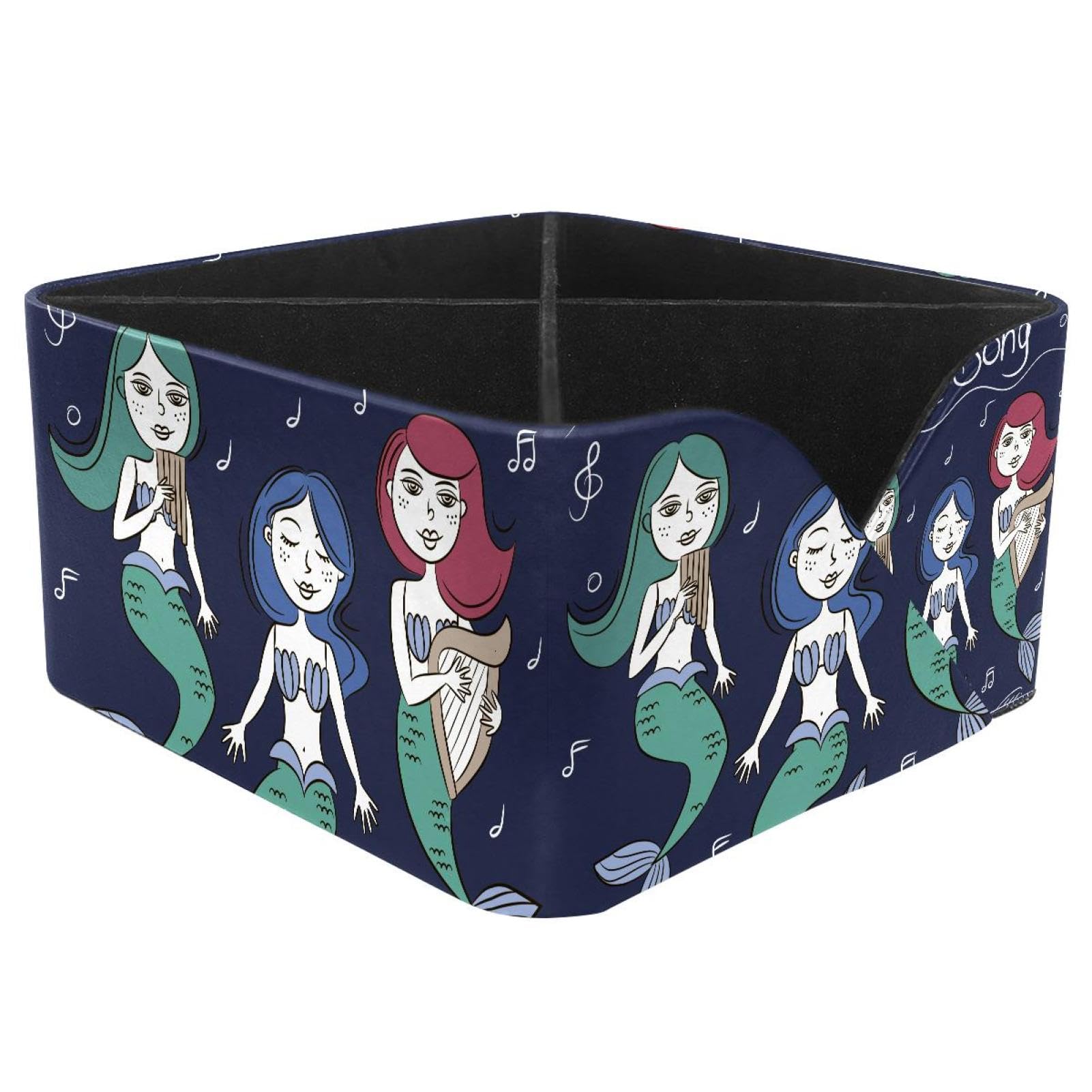 KengjuTesu Mermaids with Music Desktop Organizer Pen Holder, Rectangular Pencil Cup for Office, Study and Makeup Stations