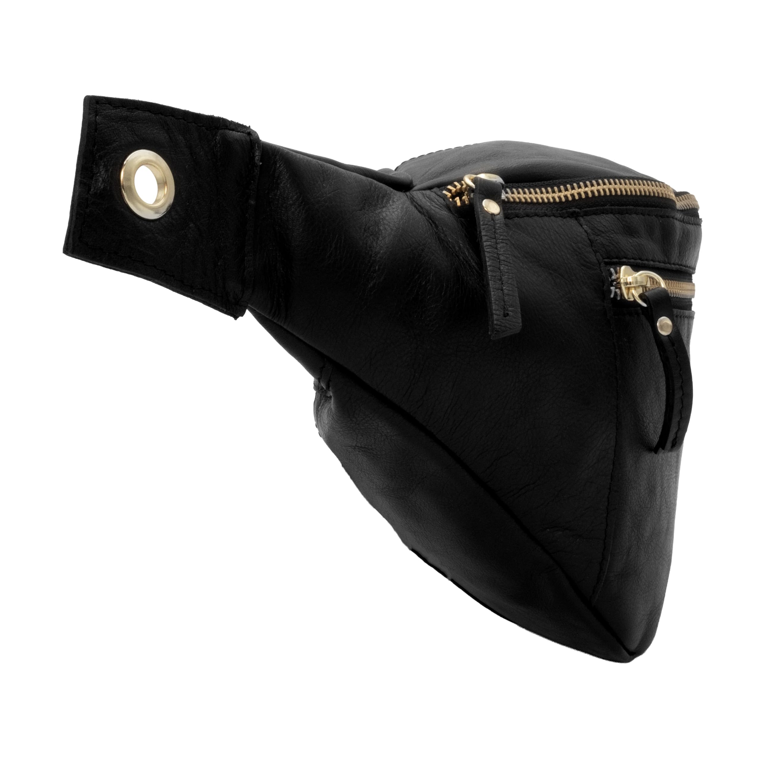 Gusti Leder Bauchtasche Freya - Damen Gürteltasche Schwarz Echtleder Hüfttasche mit Verstellbarem Gürtel - Vintage Festivaltasche für Damen und Herren