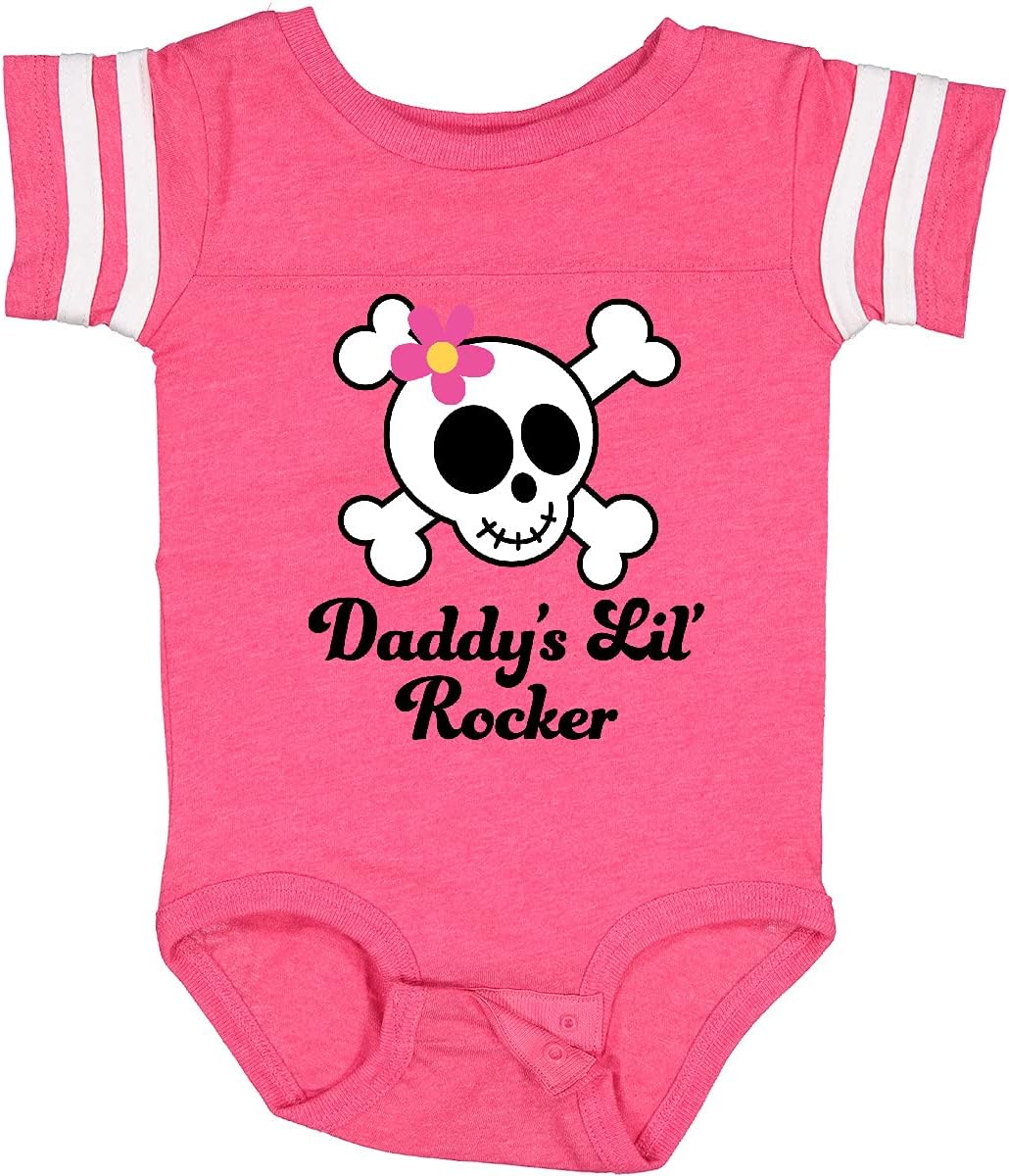 inktastic Daddy's Little Rocker Skull Baby Bodysuit