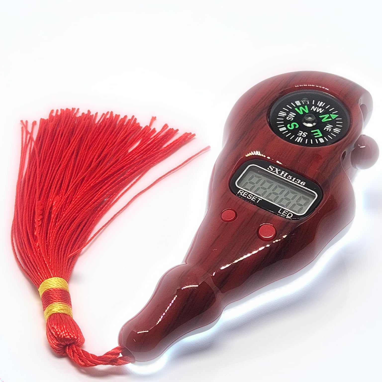 LED Digital Tasbeeh Counter with Compass – Bright Display, Qibla Finder & Gift Box (Mahogany Red)